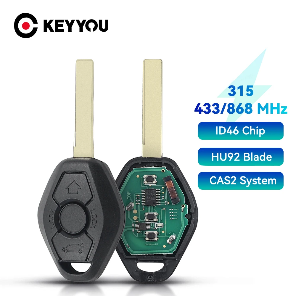 

KEYYOU 315LP MHZ 315 МГц 433 МГц 868 МГц HU92 HU58 удаленный автомобильный ключ ID46 чип для BMW CAS2 5 серии E46 E60 E83 E53 E36 E38