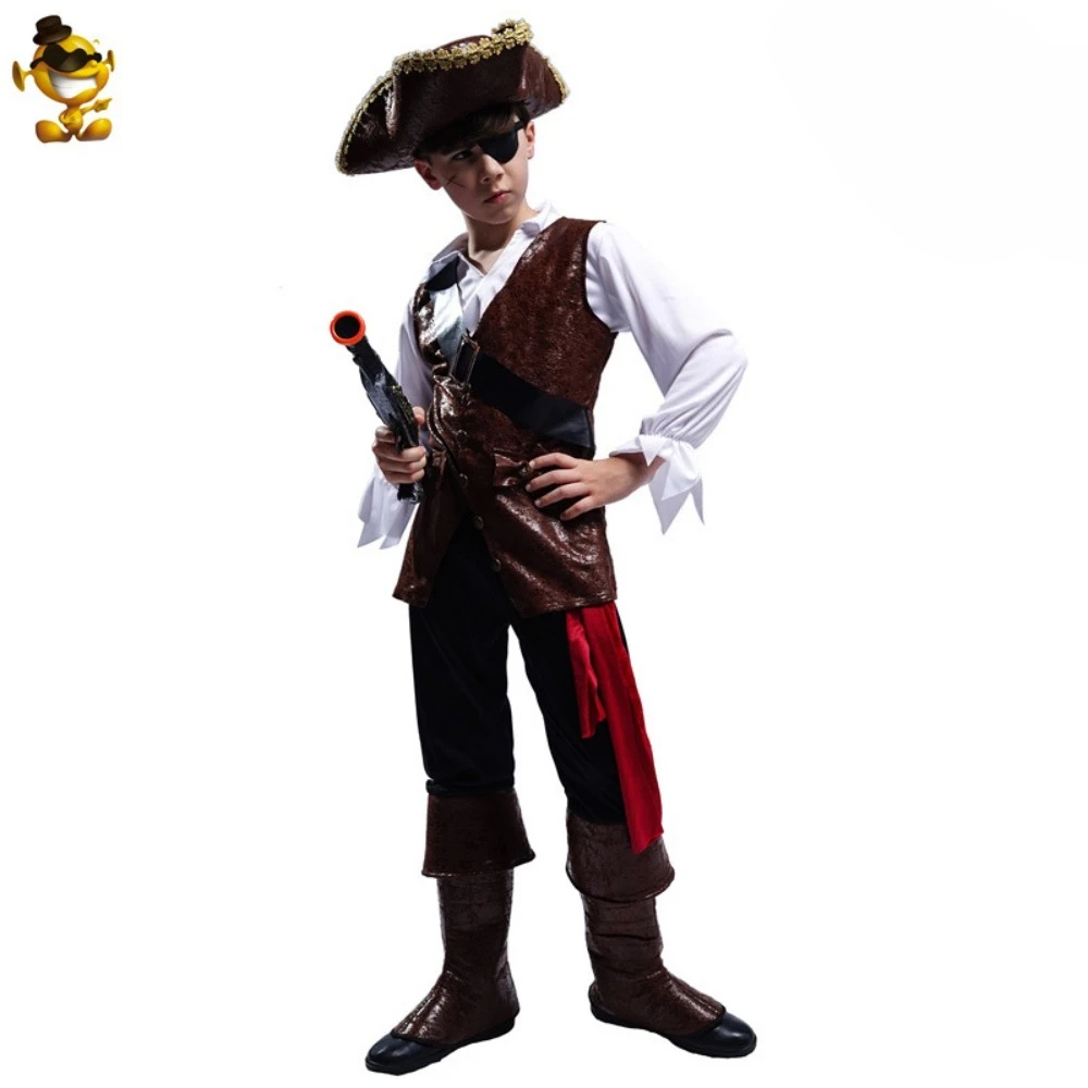 

Halloween boy pirate costume boy pirate captain cosplay orgy party stage show costume