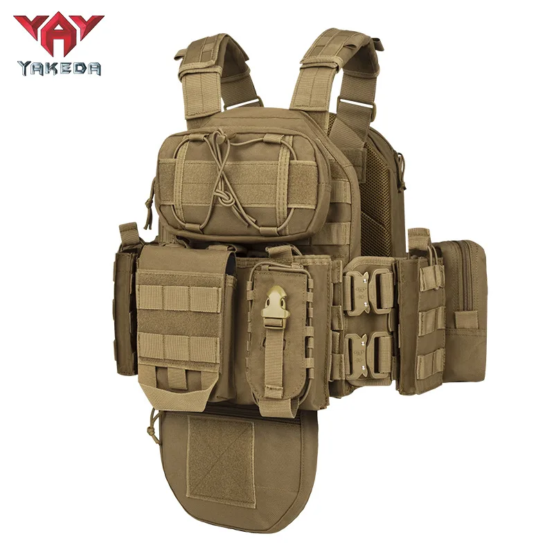 YAKEDA-chaleco táctico Molle, bolsa de Panel con cremallera, Kit de accesorios, mochila de transporte, placas EVA, caza, Paintball, juego, chaleco protector