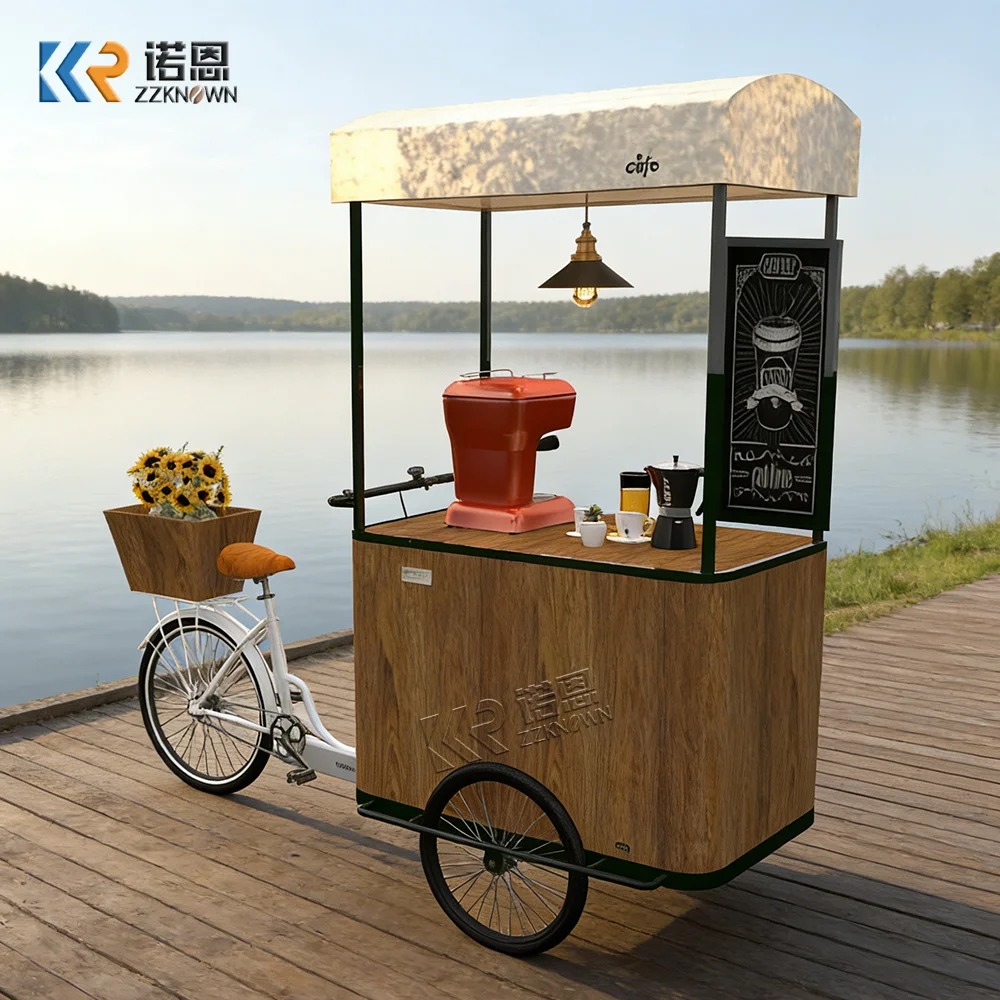 

Mobile Food Cart Outdoor Urban Dessert Beverage Fast Food Kiosk Dynamic Street Seller Ice Cream Cart For Retail Operation