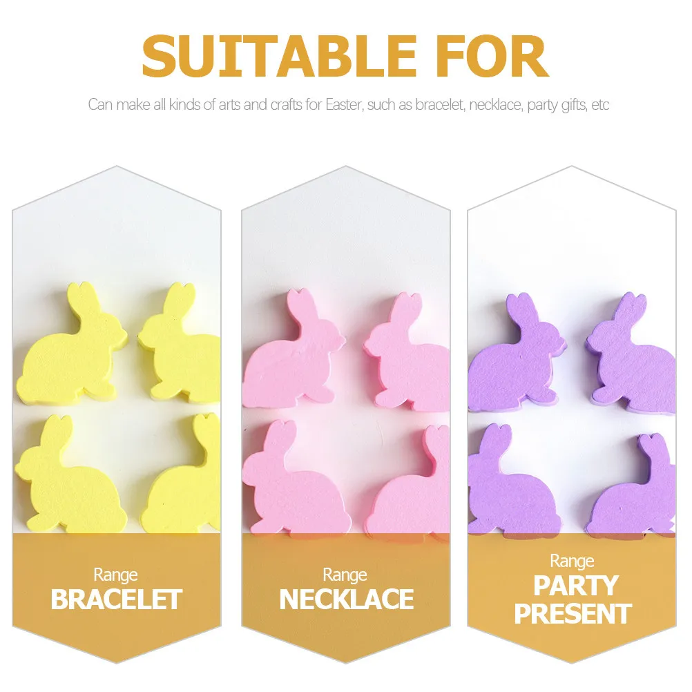 

50Pcs DIY Easter Rabbit Wooden Beads Easter Party Decoration Jewelry Making Accessories Bunny Beads DIY Jewelry Accessories
