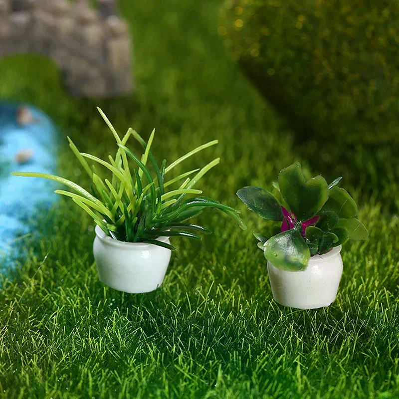 1:12 Dollhouse Miniature Mini Tree Potted For Green Plant In Pot Doll House Furniture Home Decor Simulation Potted Plants 4Pcs