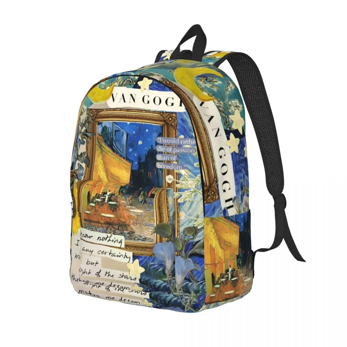 Van Gogh Art Oil Paintings Backpack Men Women Fashion High School Work Daypack Sunflowers Starry Night Laptop Shoulder Bag Gift