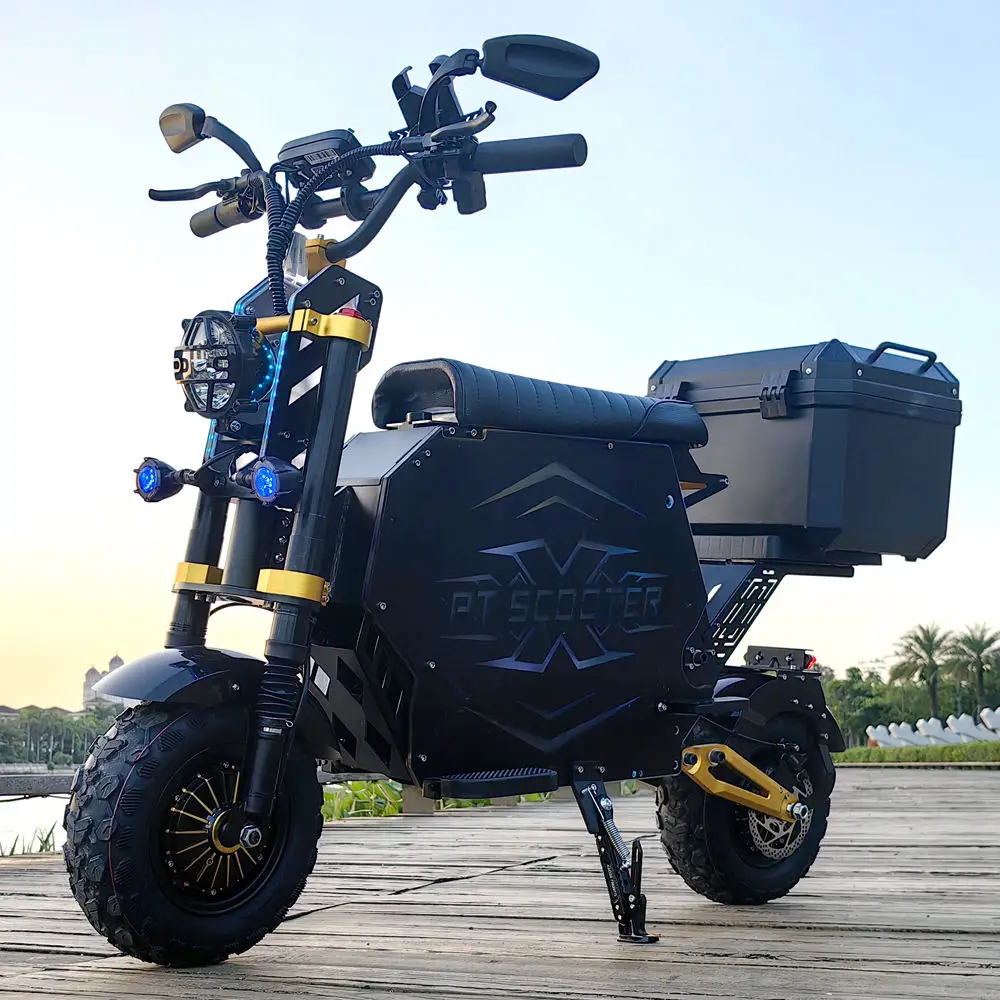 HCBK GT-M6 14-inch 72V100AH Removable Battery 12000W For US Dual Motor Adult Off-Road Electric Scooter With Luggage Compartment