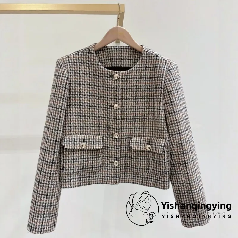 

Faionable round Ne ort Sve Long Coat Single Button Classical Sle Women's Jaet Straight Cut Resistant to Deformation