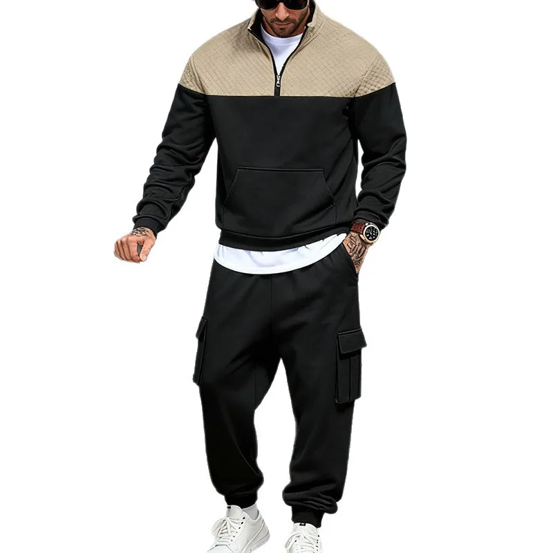 منتج جديد للشتاء عبر الحدود للترفيه في الهواء الطلق بسيط للرجال بألوان متباينة وأدوات فضفاضة وياقة واقفة مجموعة من النوع الثقيل #5