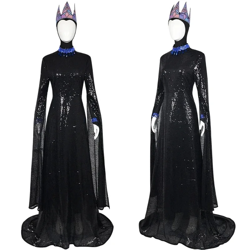 Fancy Evil Queen Cosplay Stepmother Costume Snow Cos Whites Women Long Dress Crown Outfits Halloween Disguise Performance Wear 5 view 4