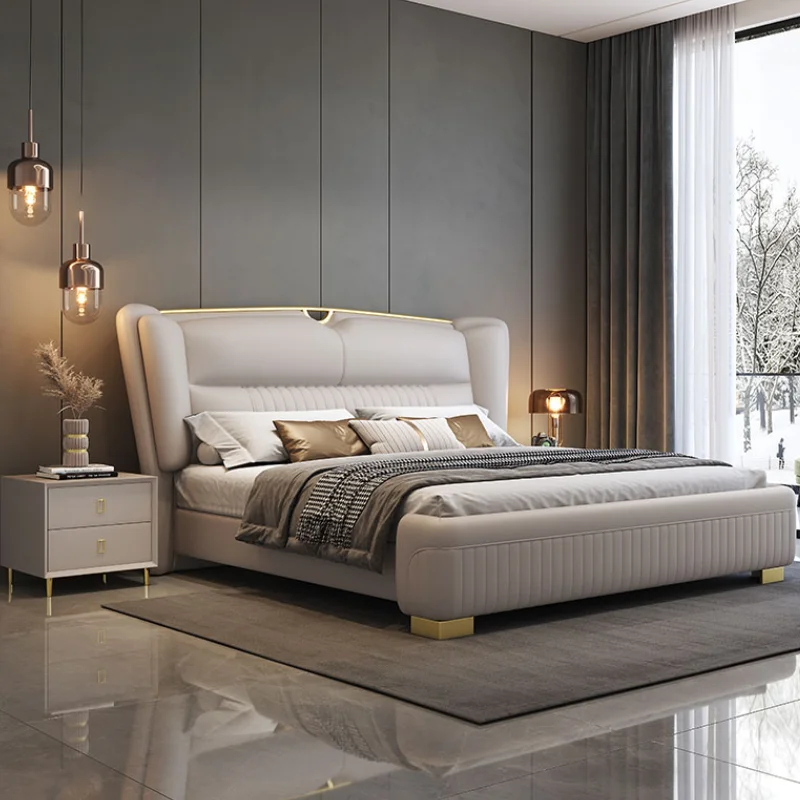 Luxury Modern House Double Bed Frame Simple Storage Pretty Villa Comferter Bed Adults Italian Cama Matrimonial Furniture Home