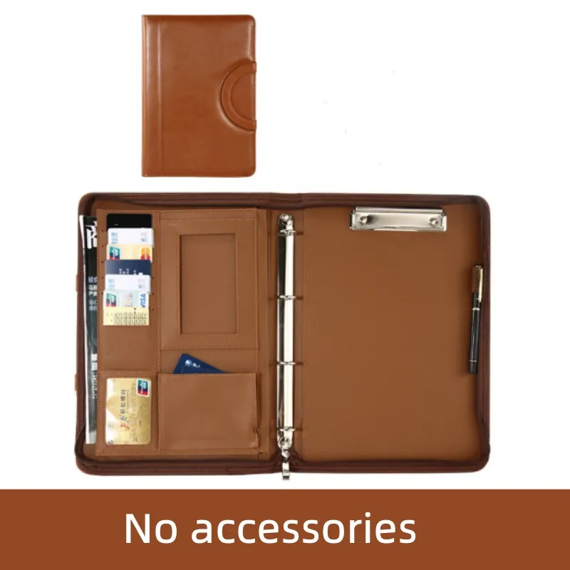 New Multifunctional A4 Conference File Folder Business Stationery Information Leather Bag Contract Zipper Document Storage Clip