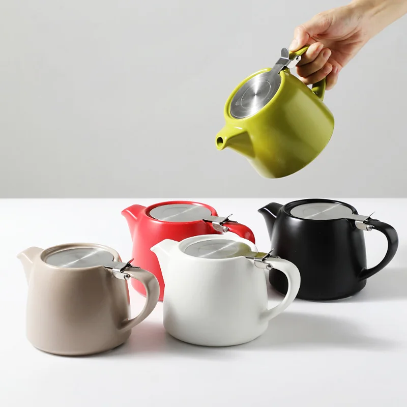 Japanese Style Matte Ceramic Teapot with Stainless Steel Infuser – Wide Range of Colors for Loose Leaf Tea