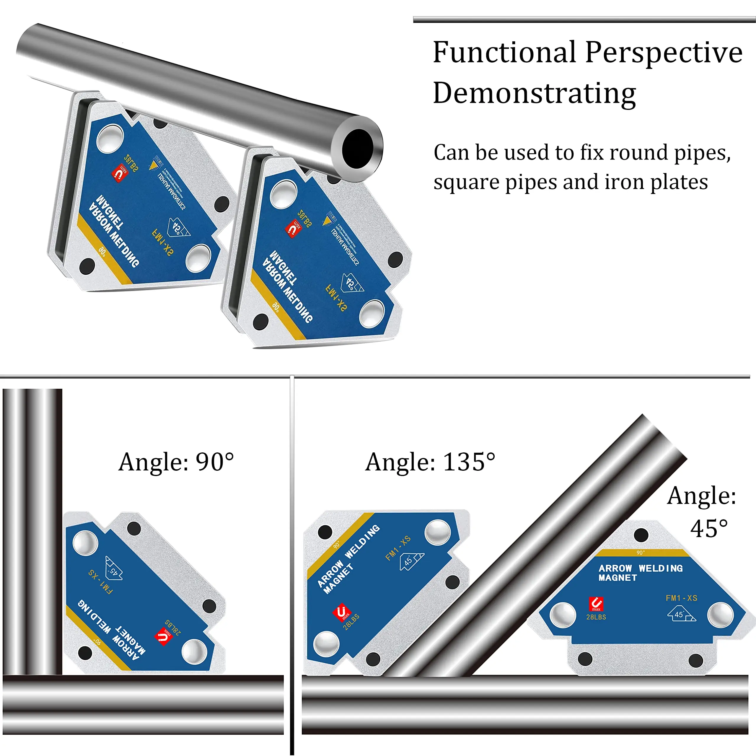 Hot 4pcs 50KG Magnetic Welding Holders Angle Solder Arrow Magnet Weld Fixer Positioner Ferrite Holding Auxiliary Locator Tools