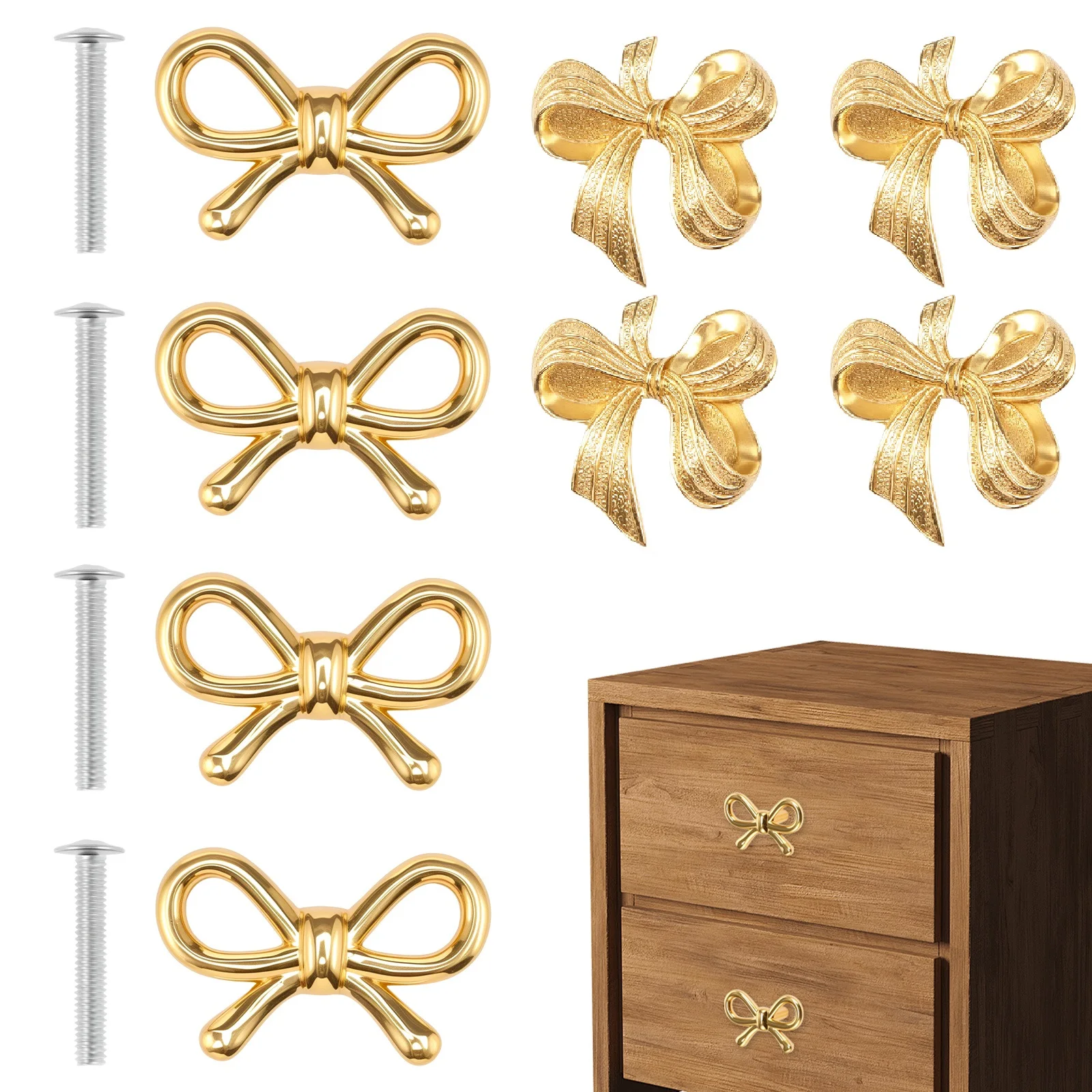 

6Pcs Drawer Knobs Pulls Brass Cabinet Handles with Screw Rustproof Dresser Knobs Decortive Drawer Pull Handle Furniture Hardware