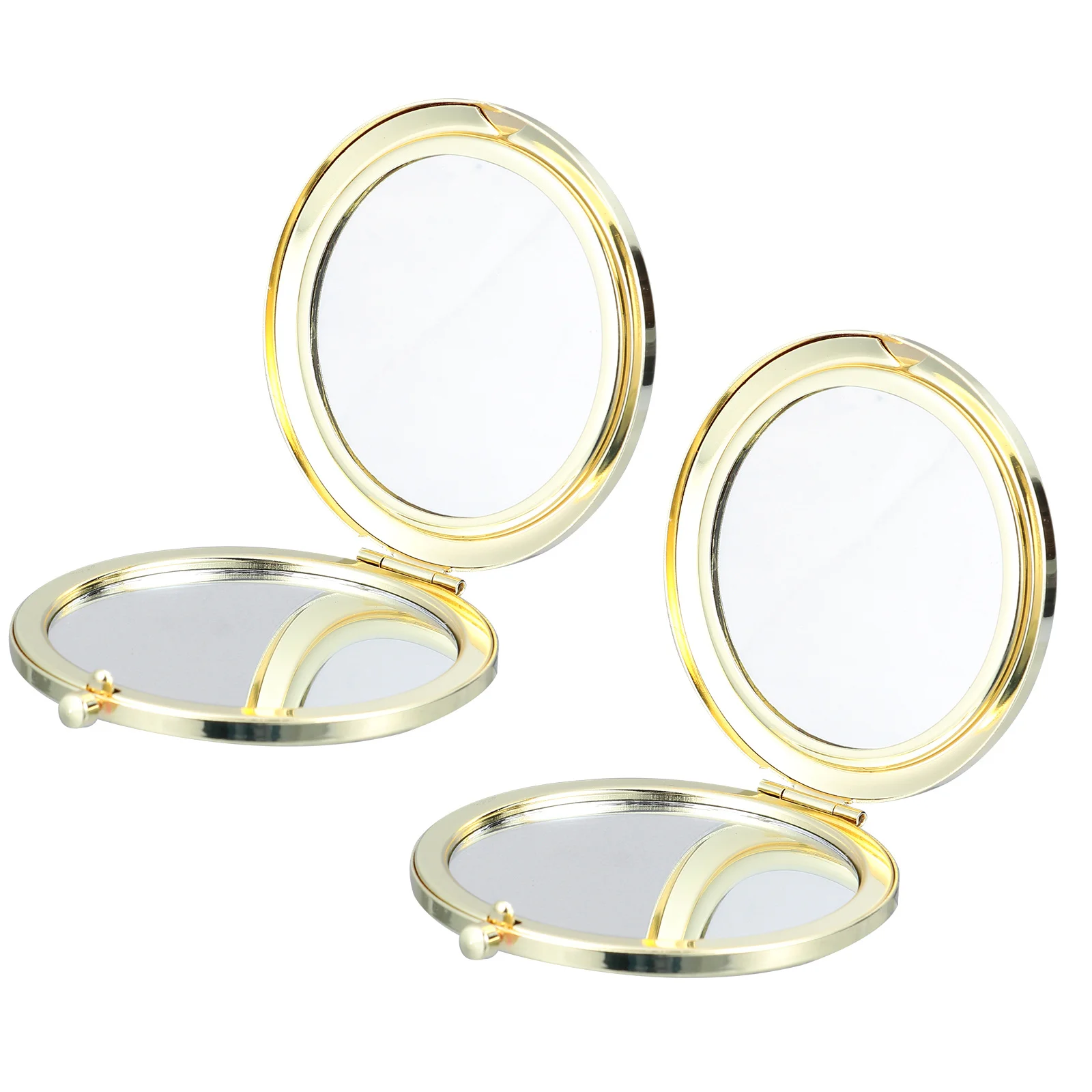 2 قطعة مرآة ماكياج المحمولة خفيفة الوزن قابلة للطي مدمجة مستديرة مزدوجة الجوانب مرآة جيب السفر المحمولة الرجعية جوفاء #3