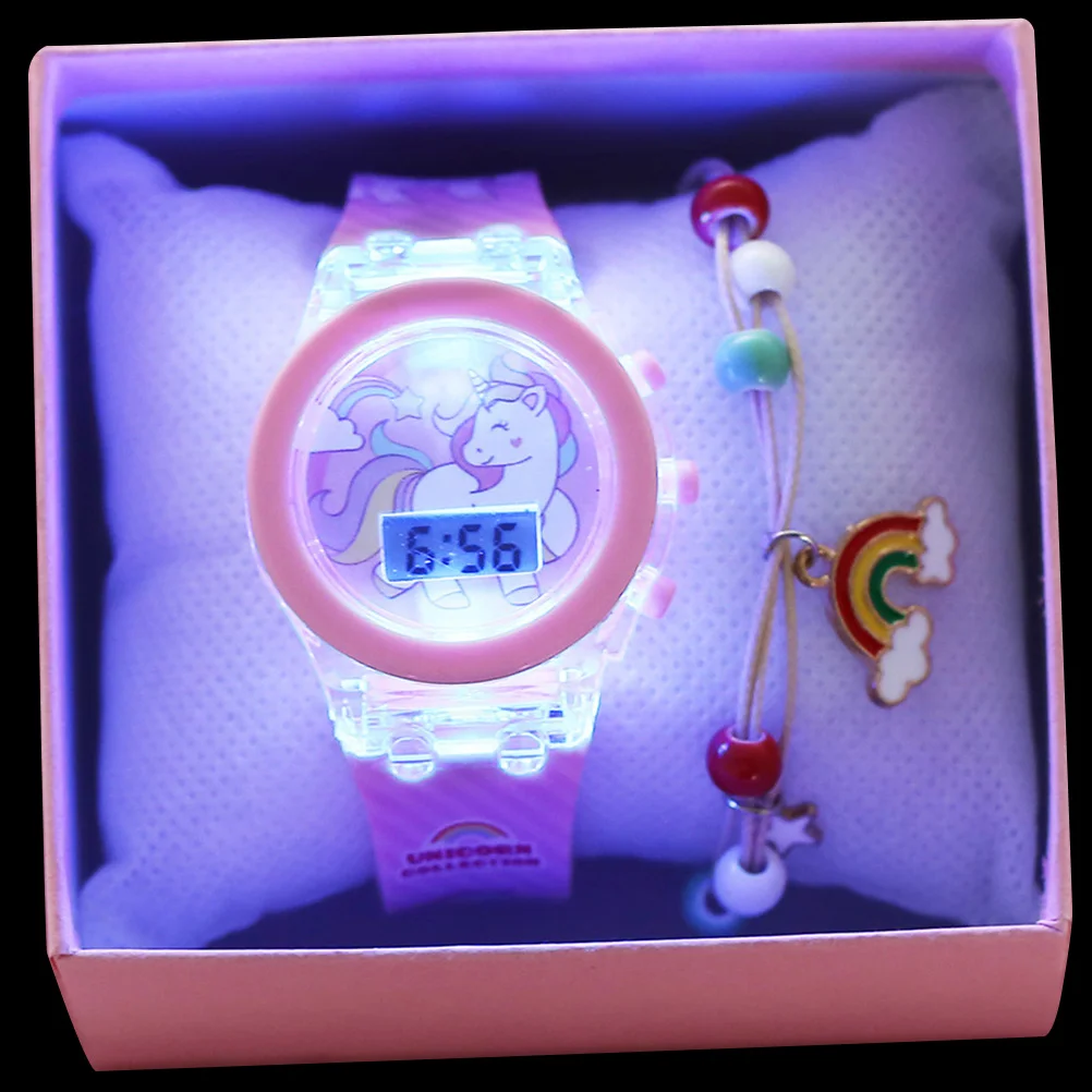 Decoración Unicornio Reloj Decorativo Niños Adorable Silicona Eléctrica Rosa Niños Portátil