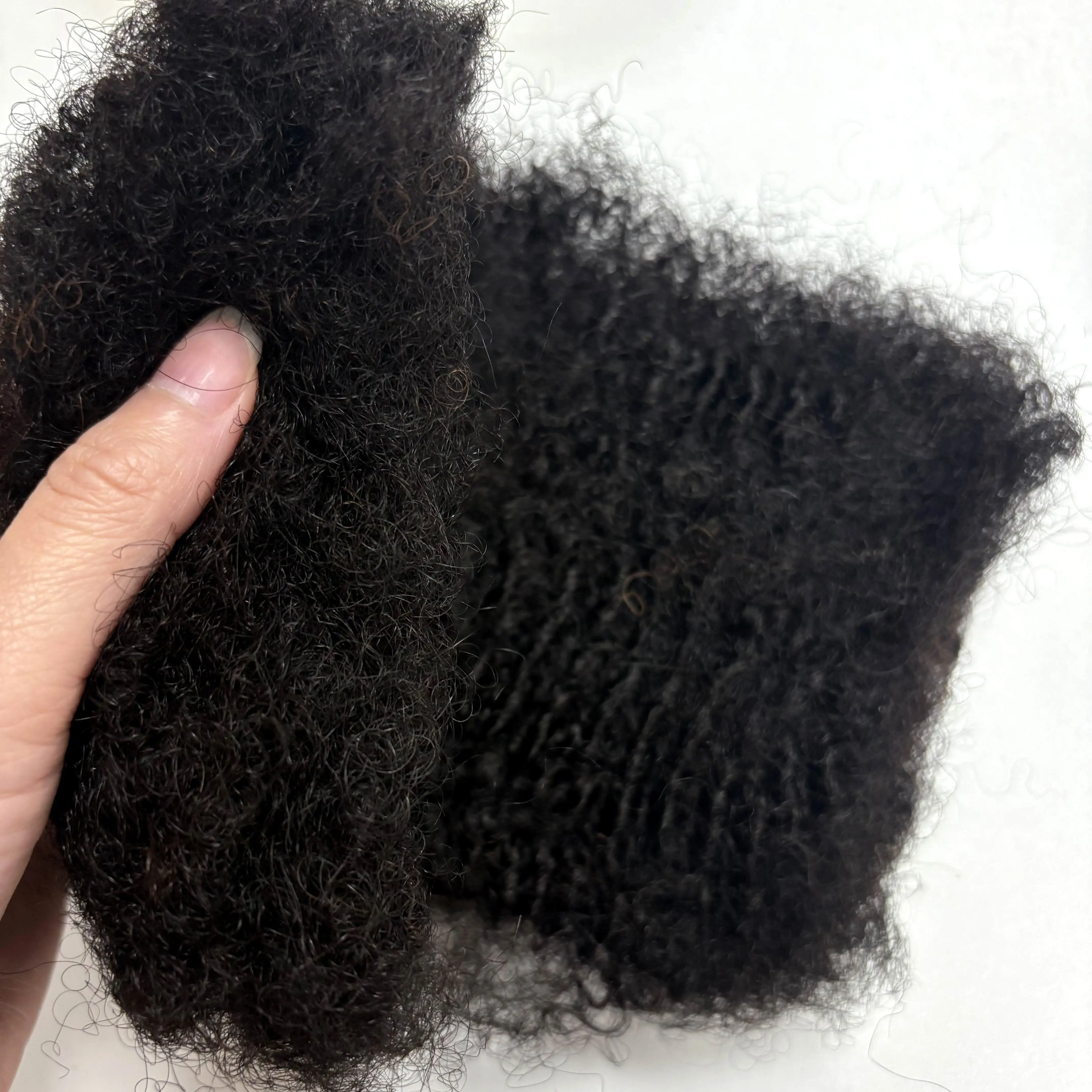 1Pc/30g 8in Afro Kinky Curly Human Hair Bulk No Weft Burmese Remy Hair Bulk for Braiding Extensions Natural Hair for Locs Braids