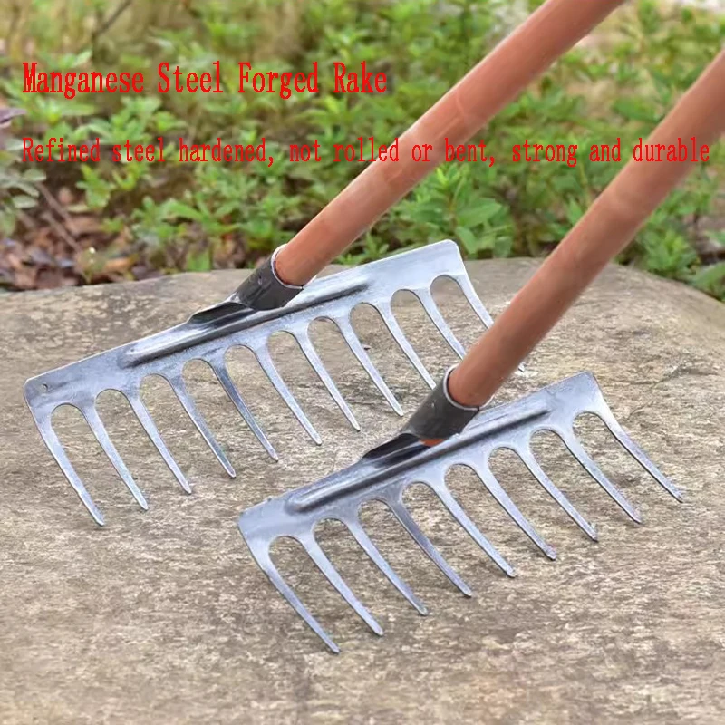 Manganese steel integrated rake rake grass loose soil rake farm tools weeding nail rake farm tools