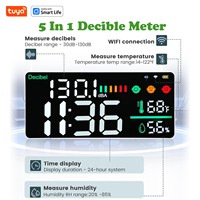 Tuya Smart WiFi Noise Meter-11'' LED Display Real-Time dB/Temp/Humidity/Time, Wall/Desktop Mount with Alarm for Home & Classroom
