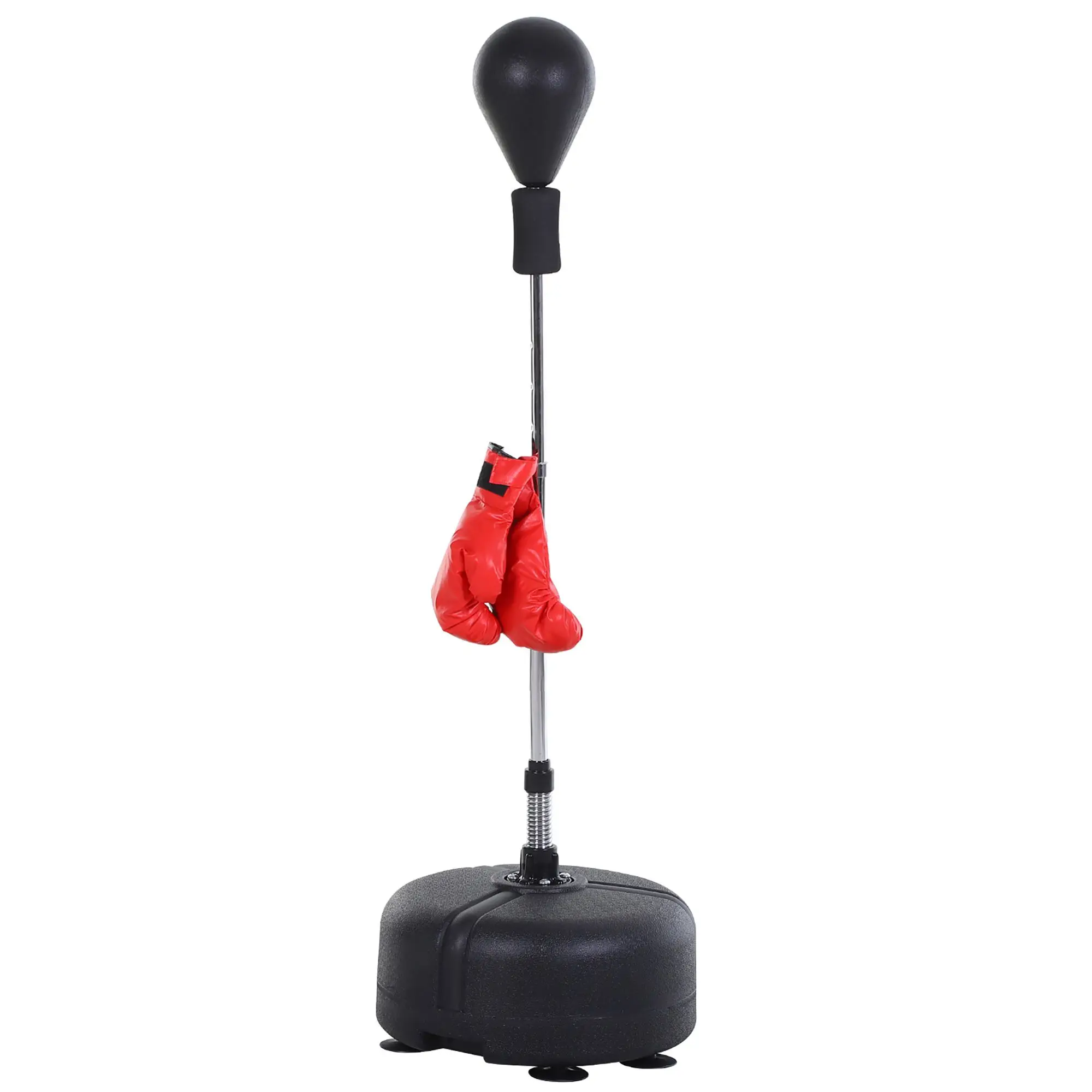 Homcom staande bokszak met verstelbare hoogte van 136-154 cm en vulbare bokszak met standaard en handschoenen zwart
