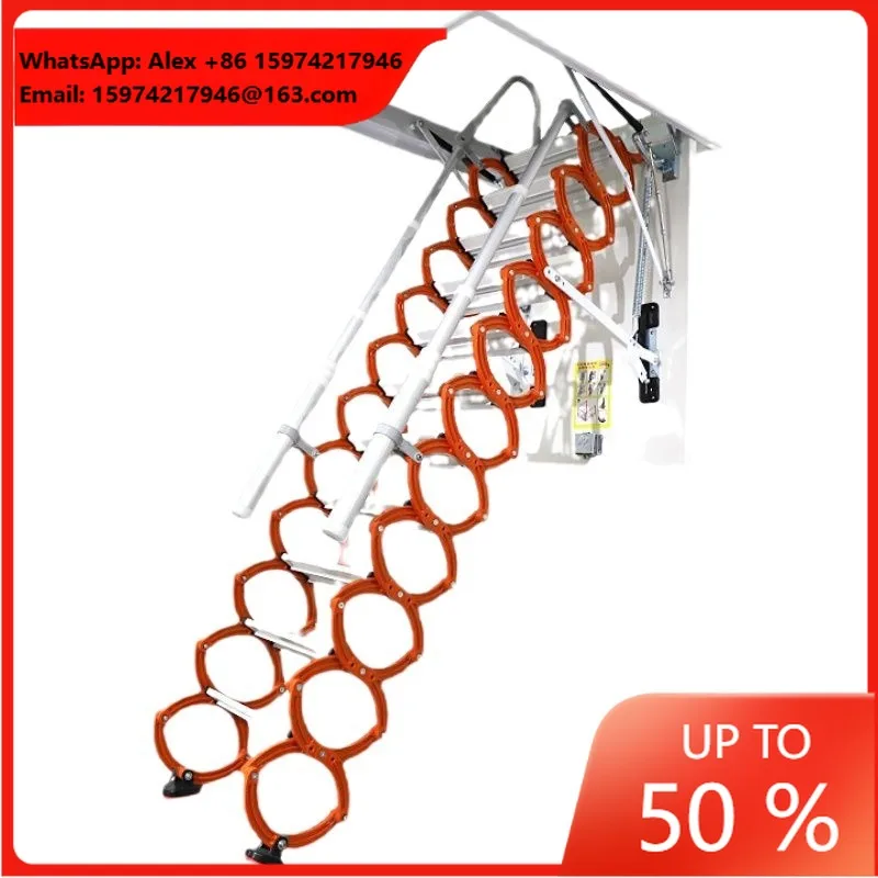 High Quality Telescopic Manual Operation Attic Ladder Staircases Modern Design Retractable Step Ladder For Small Spaces