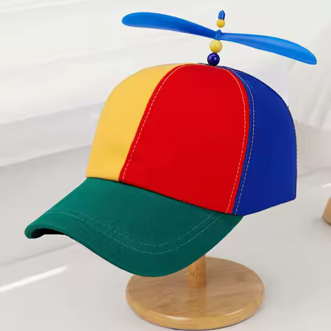 Rainbow Bamboo Dragonfly Baseball Cap Funny Propeller Helicopter Adventure Hat Adjustable Dragonfly Patchwork Hats For Kids