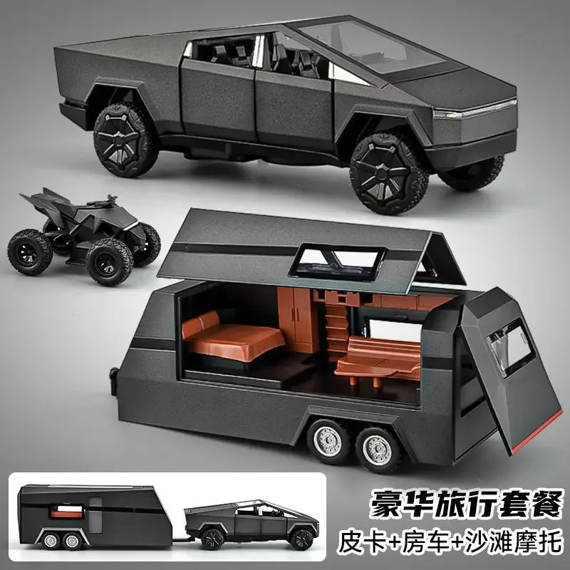 1: 32 Models Anime Surrounding Tesla Pickup Trailer Model Ornament Handmade Model Children's Christmas Gift