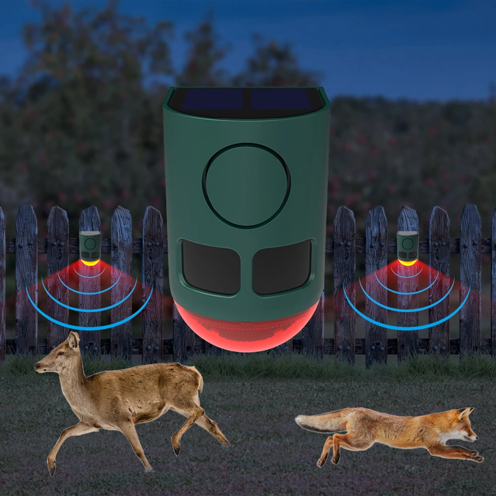 

Solar Infrared Motion Sensor Alarm 129dB Loud Sound Noise Maker To Deter Raccoon Deer Skunk Bear Coyote for Yard Farm Garden