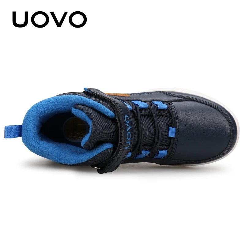 UOVO New Arrival Classical Winter Kids Walking Shoes Warm Plush Lining Fashion Children Footwear Flat Boys Sneakers Size #28-39