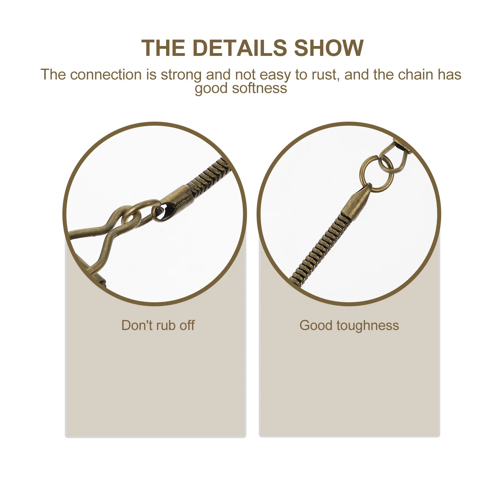 

1Pcs 37cm Bronze Snake Chain High-Quality Metal Pocket Watch Chains Retro Accessory Gift Multifunctional Lobster Clasp Design