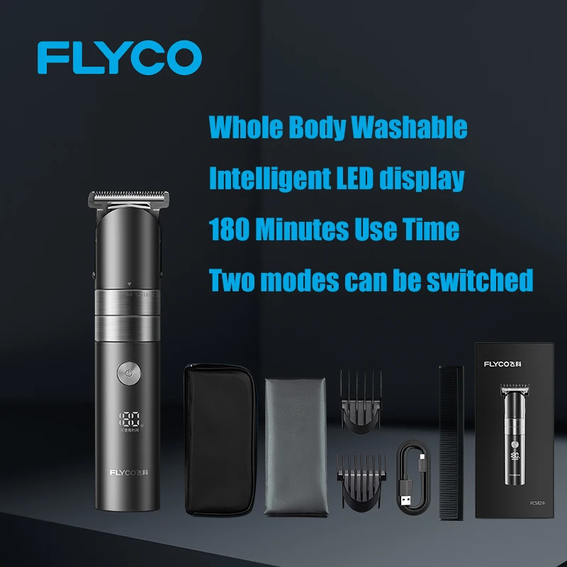 AIKIN Flyco Rechargeable Hair Trimmer Waterproof 3 Hours Fast Charging Type-C USB Hair Clipper With High Quality Storage Bag