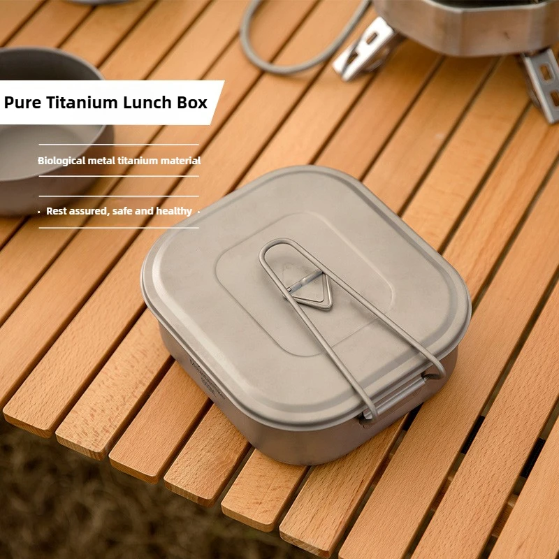 

Mountainhiker Titanium Aluminum Lunch Box Set for Camping Hiking Outdoor Cooking Lightweight Durable Square Meal Container