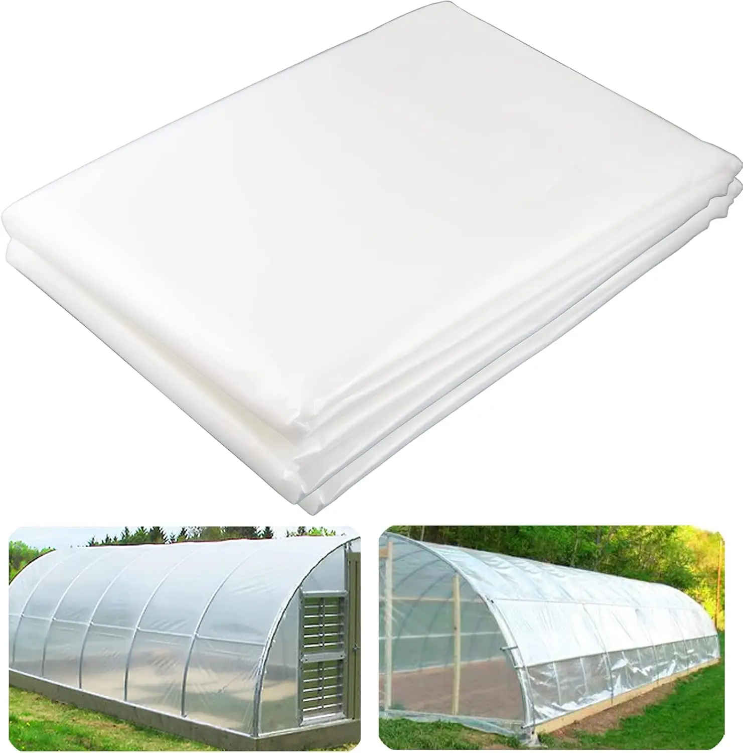 

12' x 25' Clear Greenhouse Plastic Sheeting, 6 Mil UV Resistant Polyethylene Greenhouse Film Hoop Green House Plastic Co