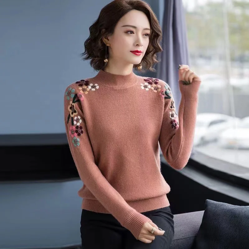 2024 Turtleneck Pullover Fall winter Cashmere Sweater Women Pure Color Casual Long-sleeved Loose Pullover Bottoming Women's