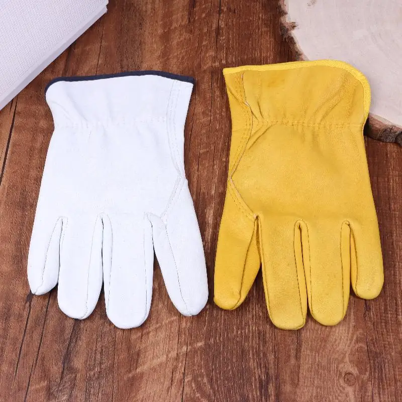Work Gloves Sheepskin Leather Workers Welding Safety Protection Garden Sports Motorcycle Driver Wear-resistant Gloves