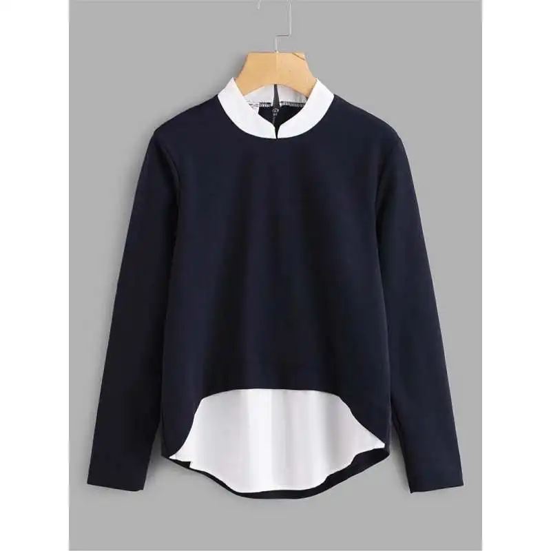 

Женская повседневная блузка больших размеров XL5XL, свободный крой, хлопковый длинный топ Sve Street Sle irt для женщин больших размеров