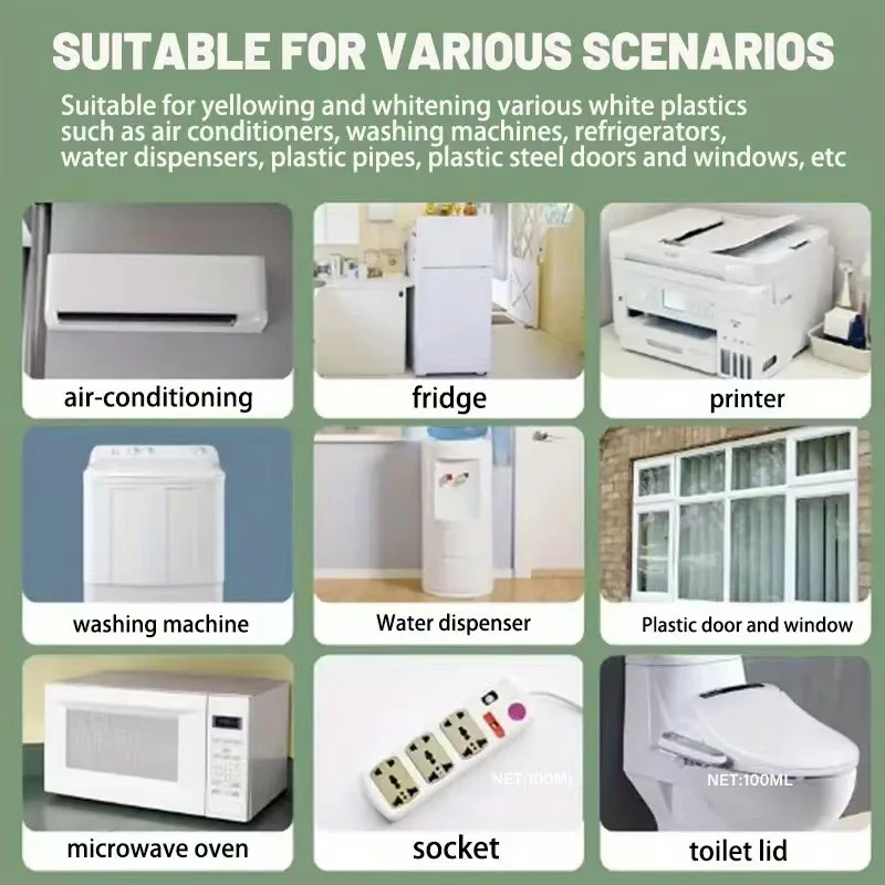 100 مللي جديد مرمم السطح البلاستيكي رذاذ البلاستيك اصفرار عامل التنظيف إزالة الأكسدة الفورية بياض طويل الأمد
