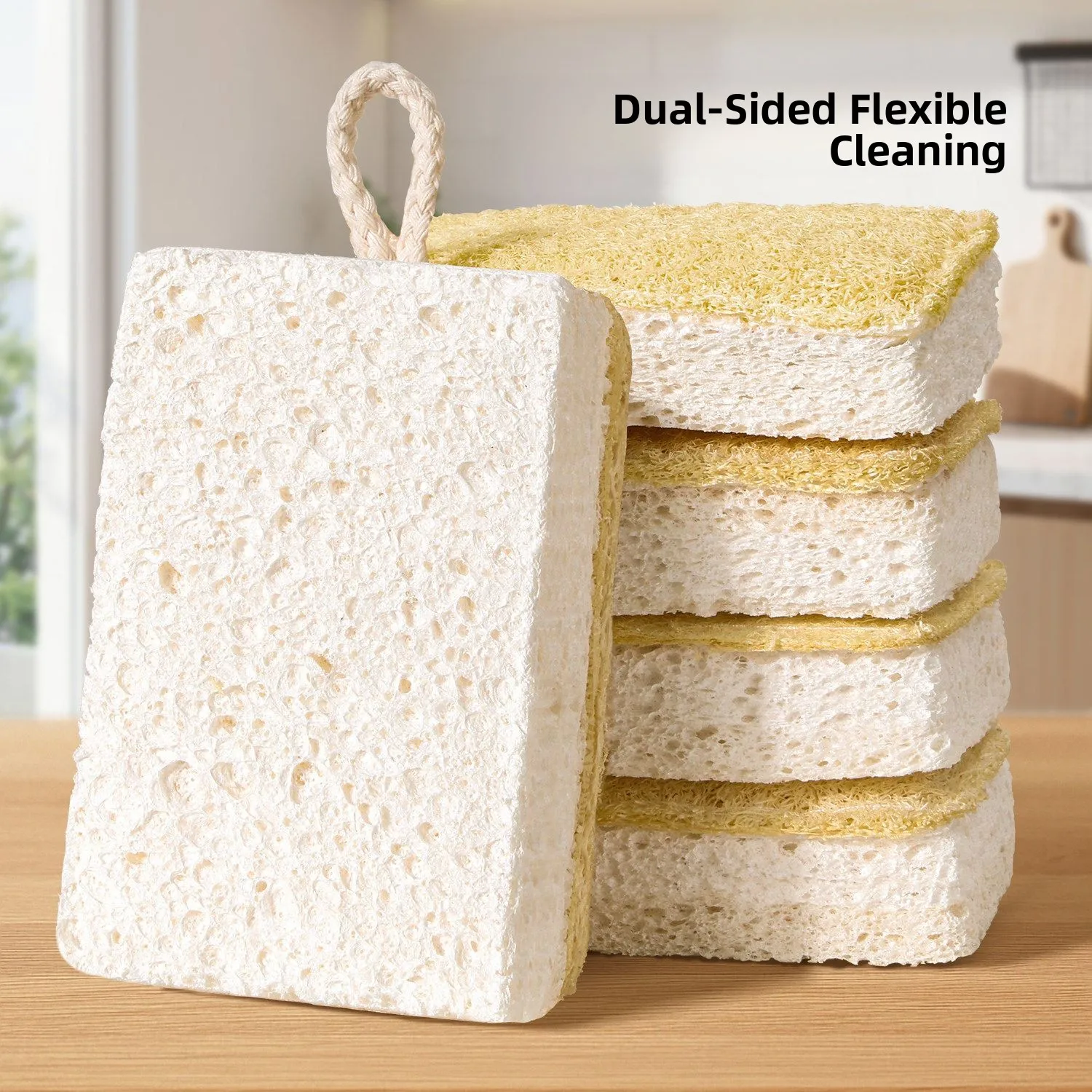 

Кухонная губка-тряпка из хлопка и центеринового волокна: легко впитывает жир, для мытья посуды, прочная, для уборки дома