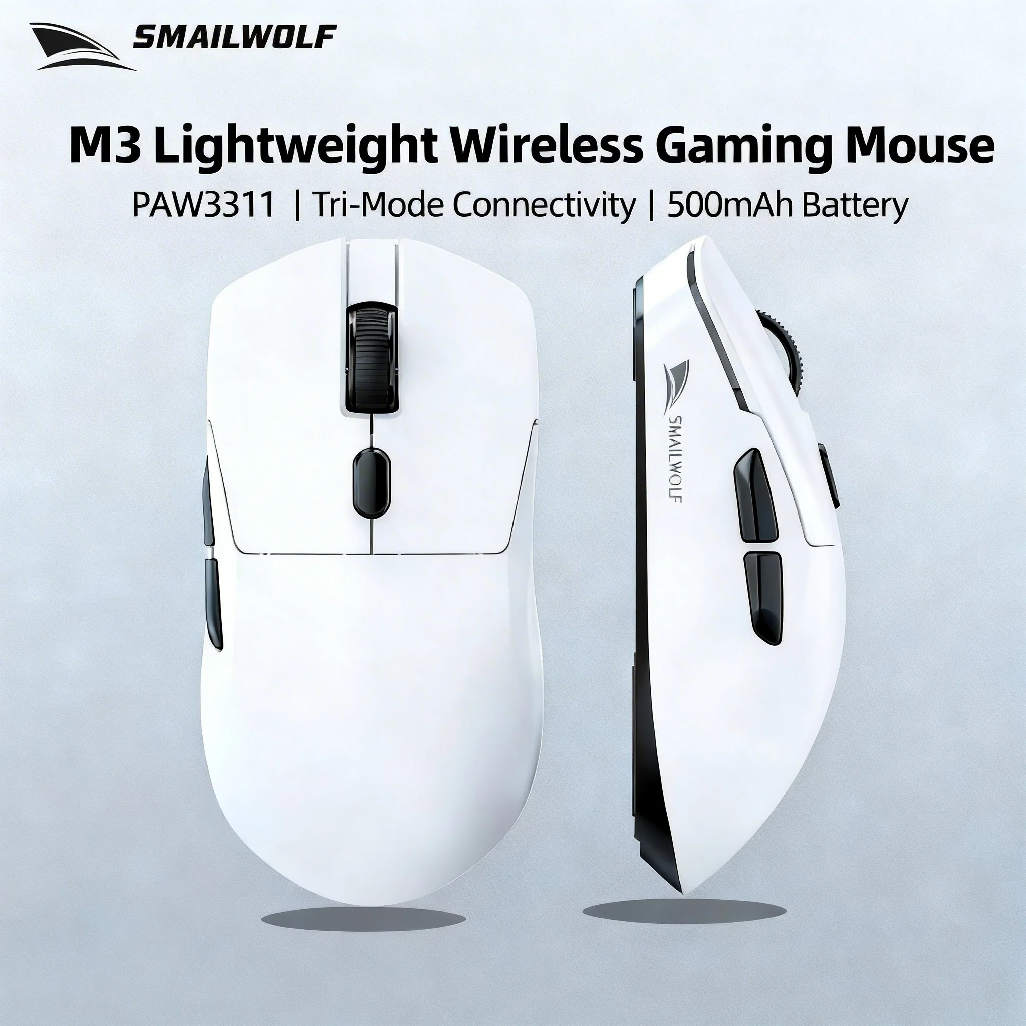 SMAILWOLF M3Pro Bluetooth Wireless Mouse Three-Mode Esports PAW3311 Desktop Computer Lightweight Mouse Wired Charging