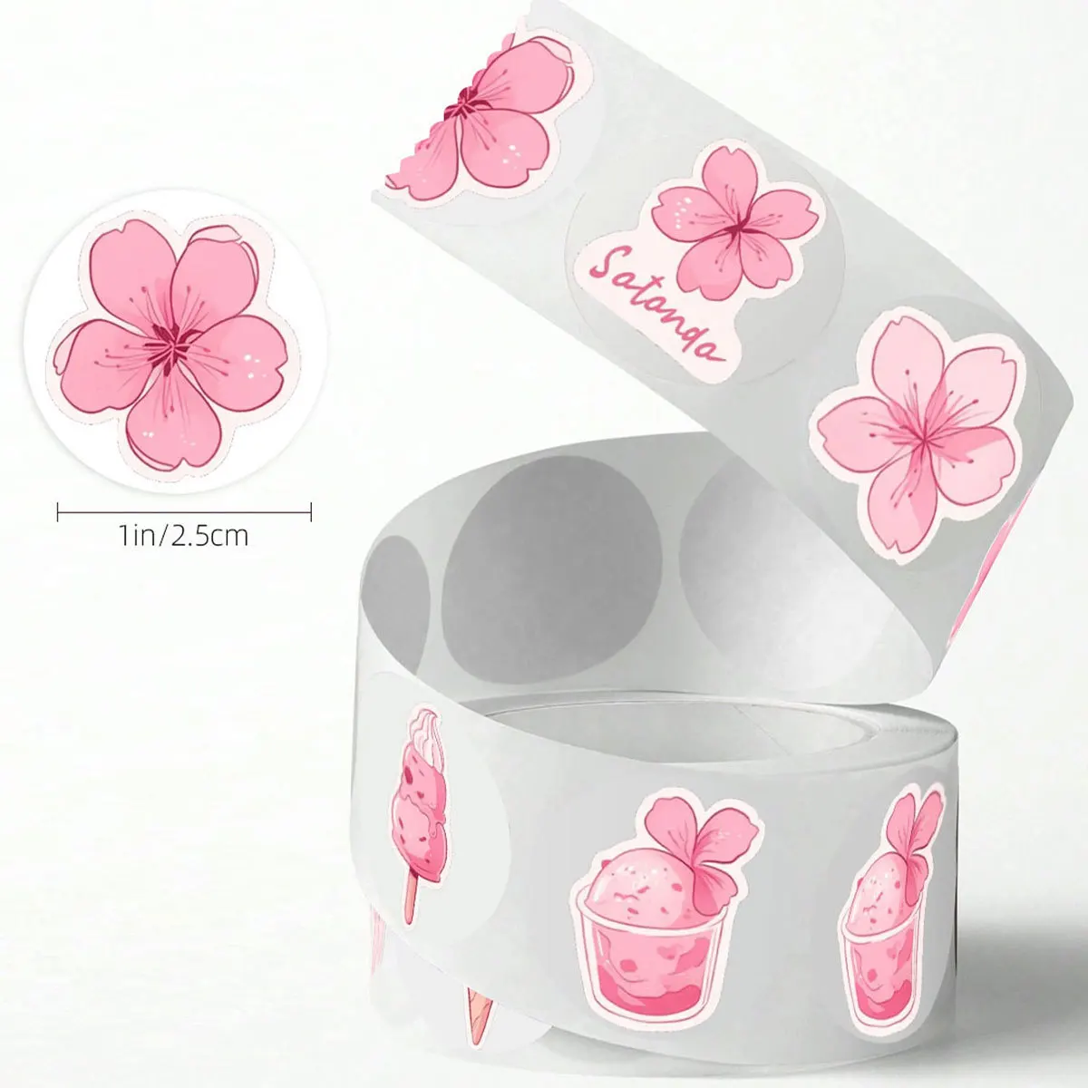 100-500pcs Sakura Cherry Flower Sticker Wrapping Label For Wedding Gift Decorative Sticker Label Scrapbook Stationery Supply
