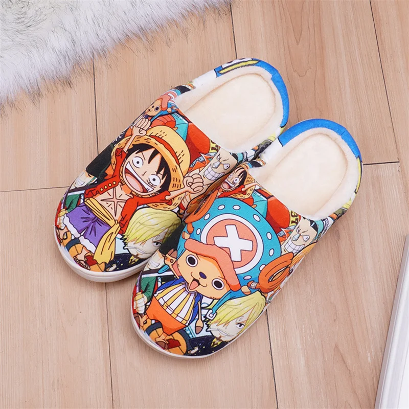 Anime ONE PIECE Monkey D. Luffy Roronoa Zoro Nami Cosplay Slippers Adult Unisex Cotton Family Shoes Gift