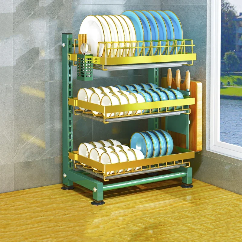 

Dish Drying Rack 3 Tier Shelf Large Capacity Carbon Steel Dish Rack for Kitchen Counter 2 Tier Kitchen Organizer Storage