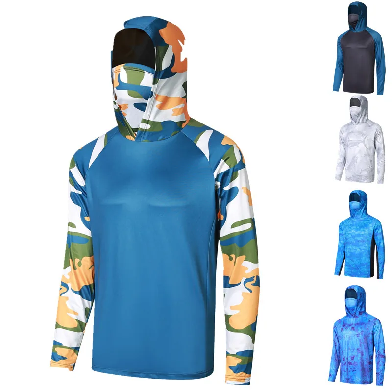 2023 camicie da pesca estate uomo con cappuccio camicia da pesca maschera felpa con cappuccio UV