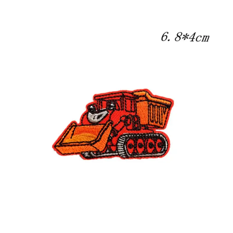 10Pcs DIY Engineering Vehicle Excavator Embroidery Fabric Clothes Patches Hot