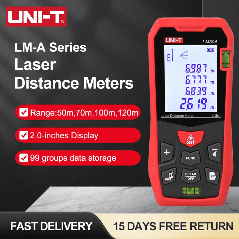 UNI-T LM50A LM70A LM100A LM120A Laser Rangefinder Distance Meter Laser Tape Range Finder Electronic Ruler Building