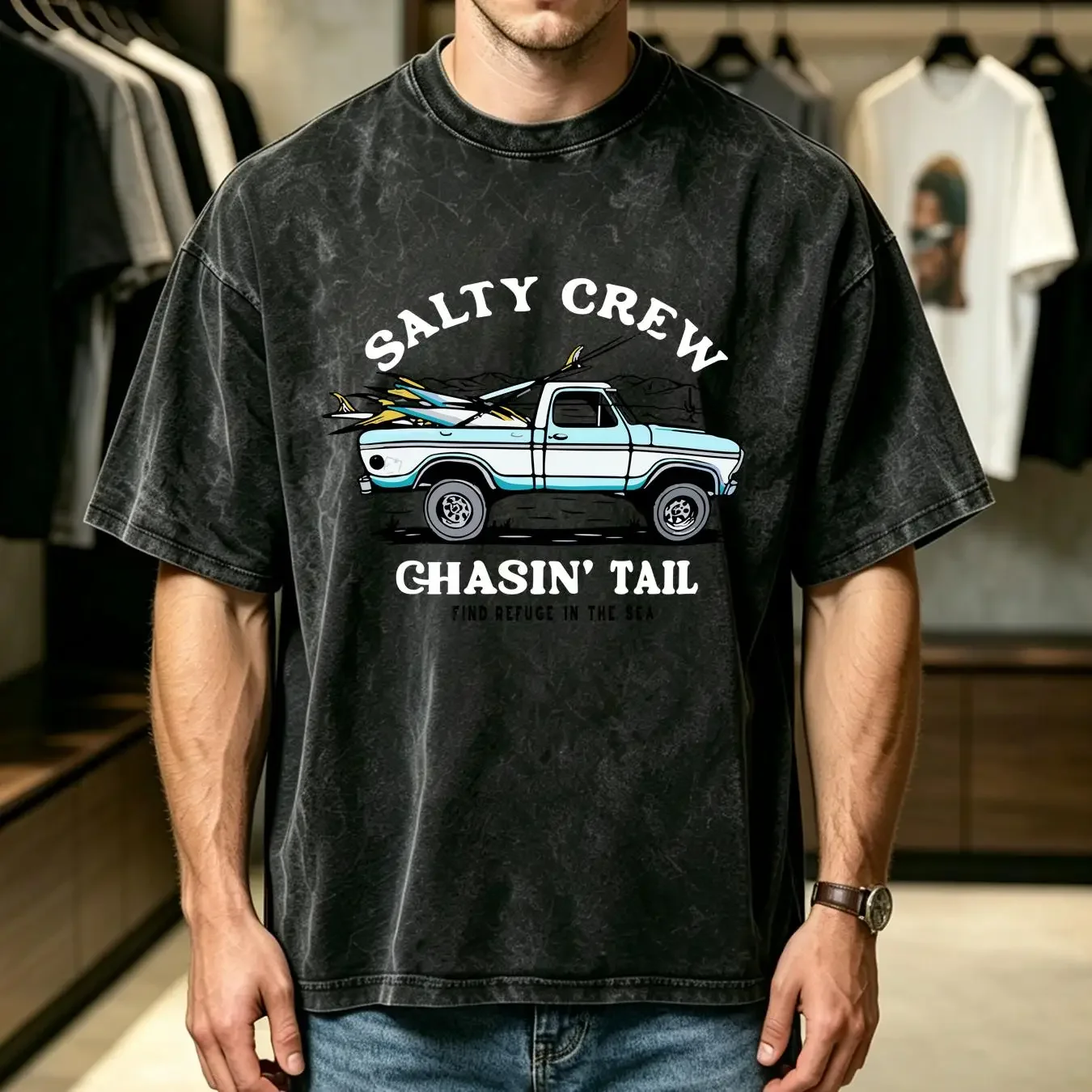 washed T Shirt Salty Crew Off Road SS long or short sleeves vintage Washed designer clothes Unisex Stylish Stretched graphic