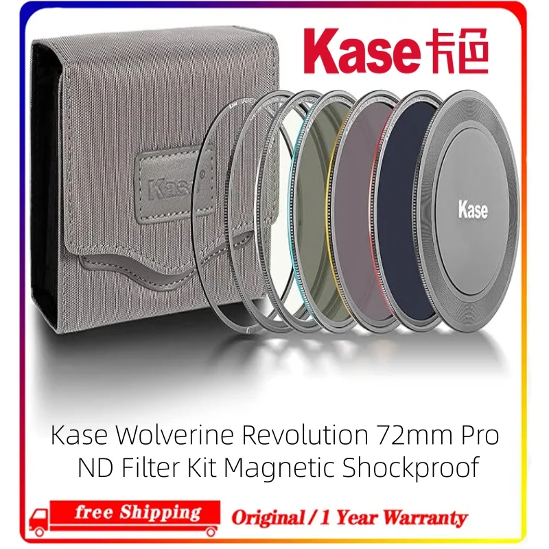 Kase Wolverine Revolution 72mm Pro ND Filter Kit Magnetic Shockproof Tempered Optical Glass w Color Coded Rings inc CPL ND8 ND64