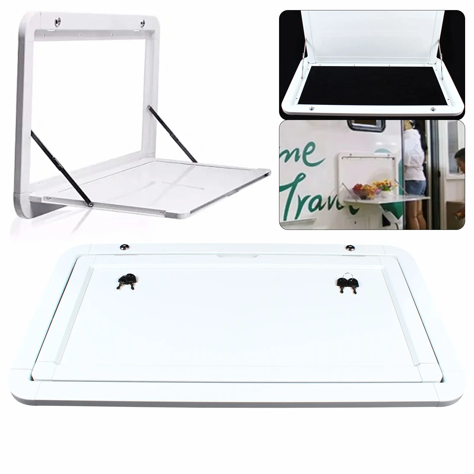 Foldable RVs Table Wall Mounted 80*45cm Outdoor Picnic Caravan Motorhome Camping Folding External Table