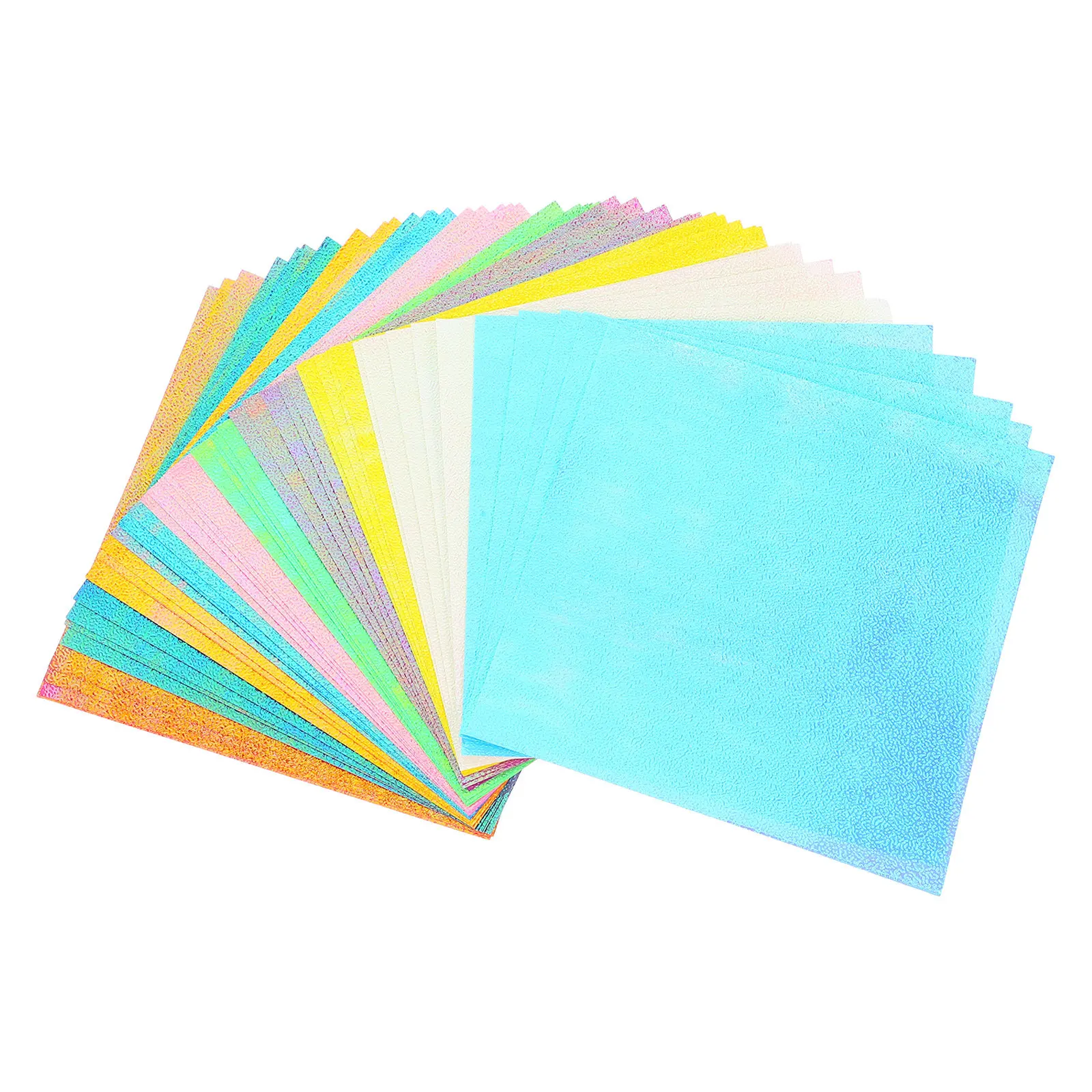 50Pcs Iridescent Shiny Folding Paper Squares 15Cm Premium Colored Craft Sheets for DIY Origami Crane Cutting Scrapbooking Party