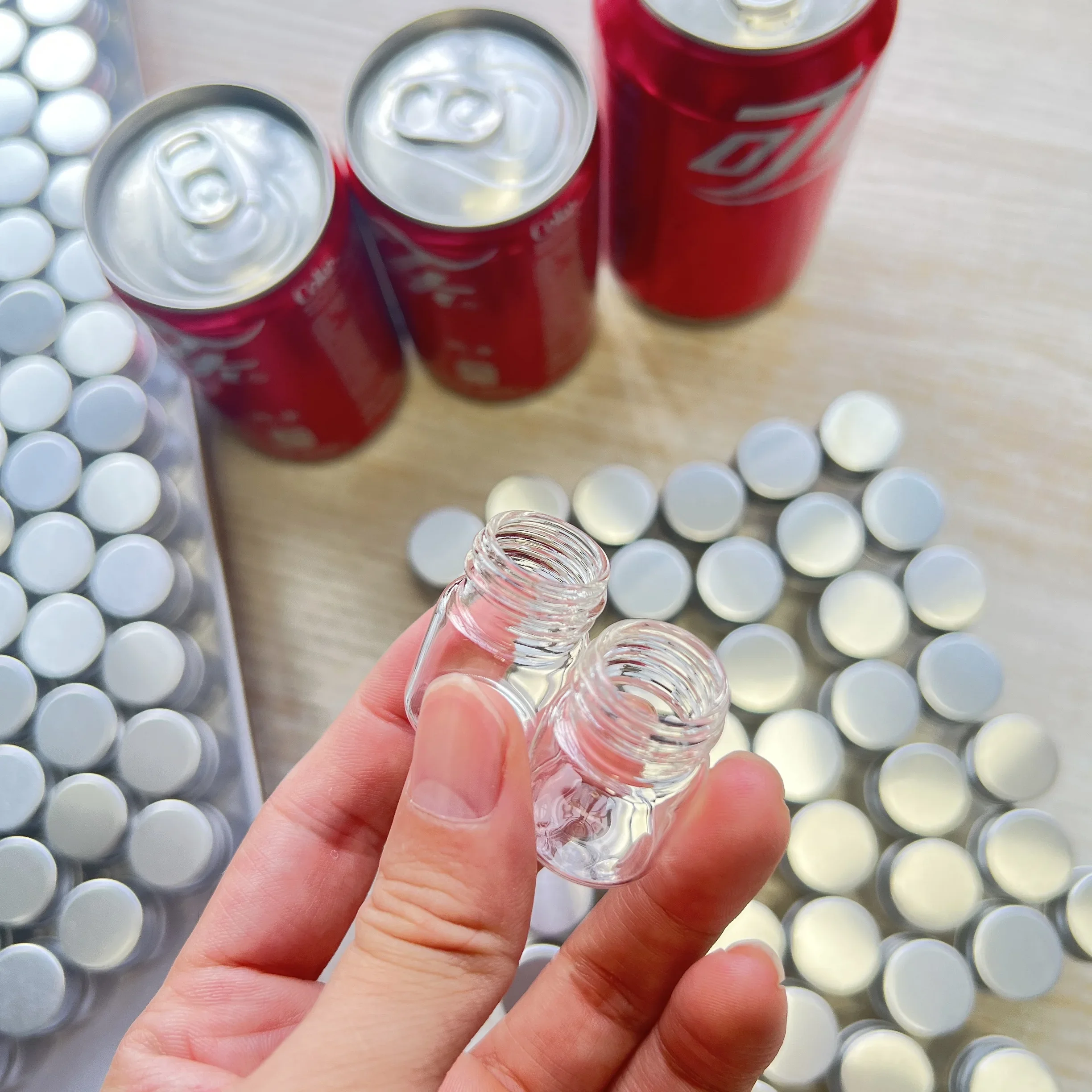 50/100 PCS 5ml Cute Mini Glass Jars Silver Screw Cap 13×22×30mm Tiny Glass Bottles Aluminium Lids Small Decorative Vial