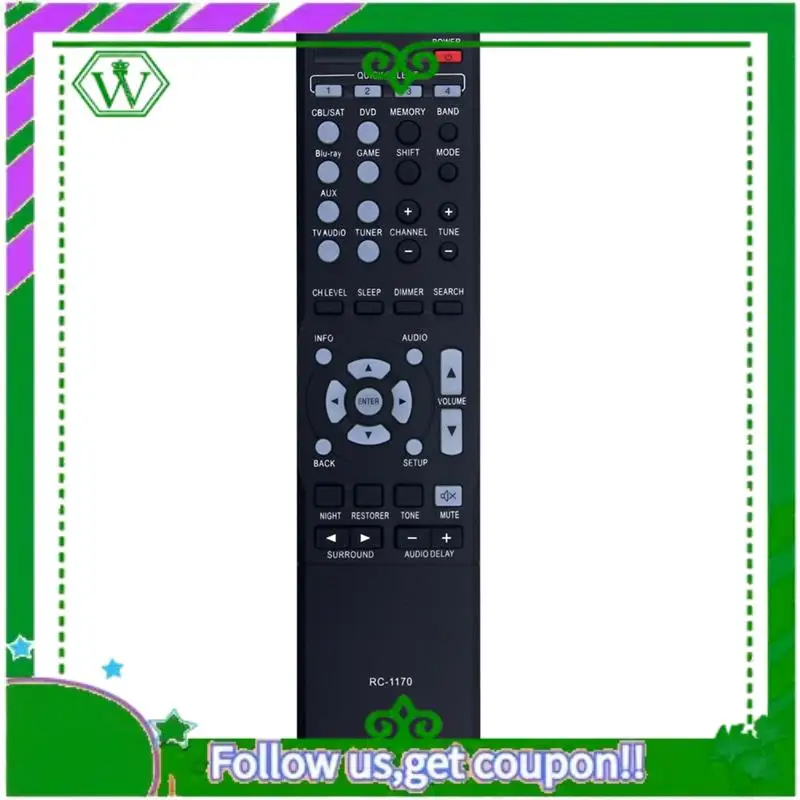 ABIK-For DENON Receiver AVR-E200 AVR-X500 AVR-1612 AVR-1622 Compatible RC-1170 Replacement Remote Control
