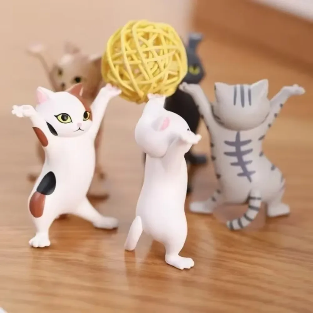 1-5Pcs Kawaii Cats Pen Holder Cat Doll Ornaments Plastic Crafts Earphone Support Room Office Desk Home Decory Gift Accessory